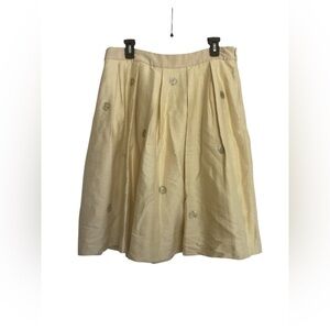 BODEN A- line Skirt Rhinestone Embellished Pleated Mini Beige Size 12 NEW